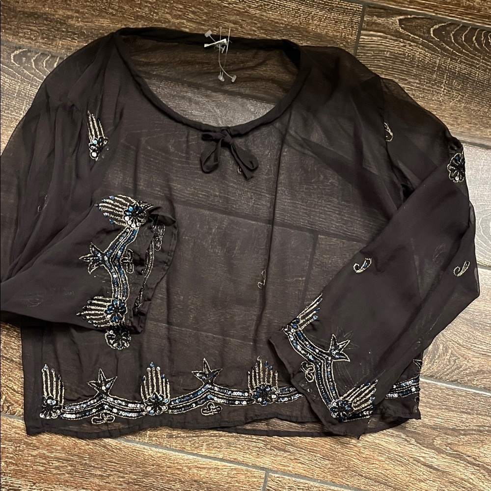 Sheer Black Embroidered Top